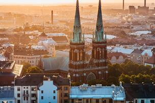 Luftfoto av Johanneskyrkan i Helsingfors