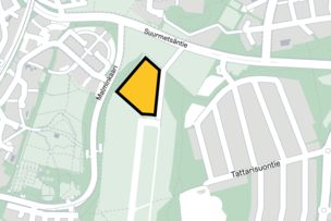 Karttakuvassa Malmin tilapäisen lumenvastaanottopaikan sijainti