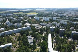 Flygfoto av de områdena Rönnbacka och Rönninge.