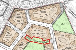 Detaljplanekarta med parkplaneringsområde.