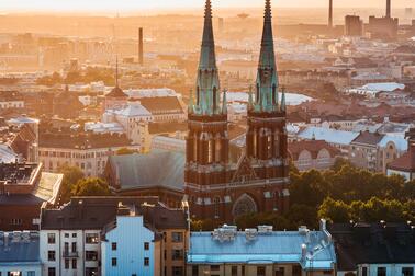 Ilmakuva Johanneksen kirkolta Helsingistä