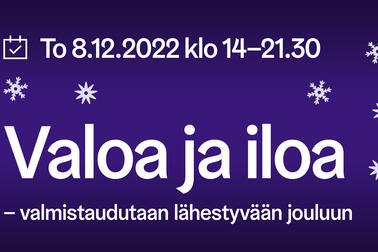 Valoa ja iloa -tapahtuma Opistotalossa 8.12.2022.