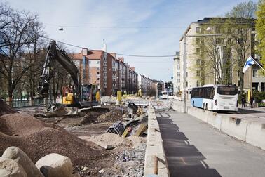 Hämeentie roadwork site.