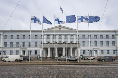 EU flags at Helsinki City Hall. Photo: Ilkka Ranta-aho