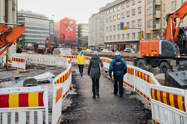 Temporary traffic arrangements on Hämeentie in 2020.