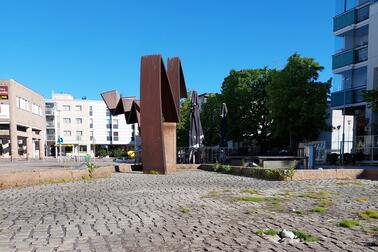 Fontänen på Övre Malms torg.