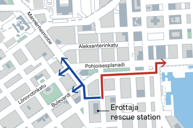 Map with the route on which the traffic light priority has been implemented.