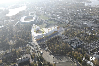  Visualization of the Helsinki Garden project in its surroundings (aerial view).