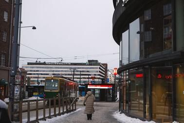 Trafik i Håkaniemi vintertid.