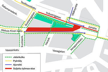 Liikennejärjestely kartalla.