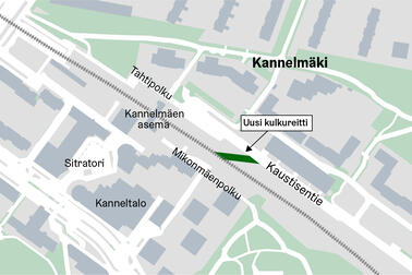 Karttakuva, missä näkyy Kannelmäen aseman alue