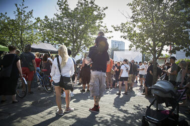 People at a cultural event at Kontula shopping center.