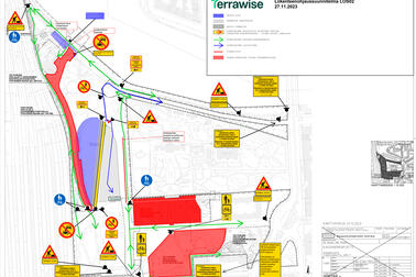 Piirroskuva liikenteenohjaussuunnitelmasta.