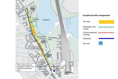 Map of routes. Mannerheimintie, phase 1.