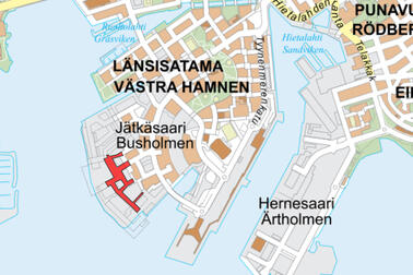 Karta över Busholmen, Map of Jätkäsaari