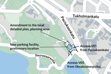 The location of the parking facility on a map.