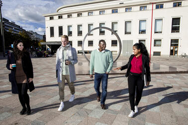 People on the street in Helsinki.