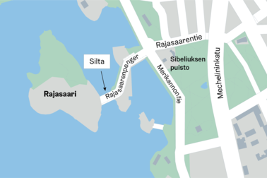 Rajasaaren silta kartalla