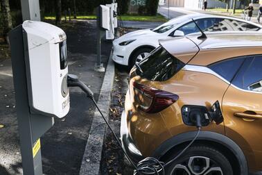 Electric car being charged.