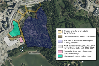 The map of the streets to be built and the surrounding area.