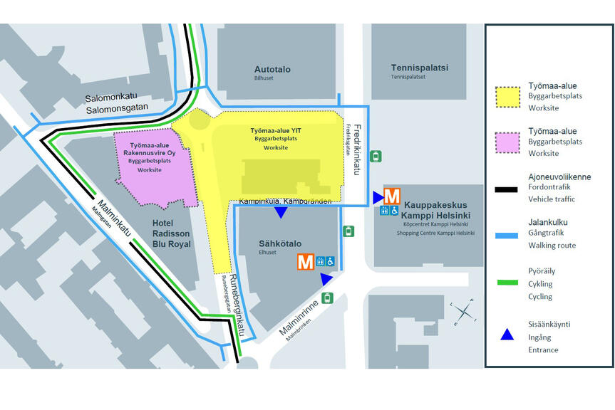 Temporary routes since 16th of September. Photo:  YIT