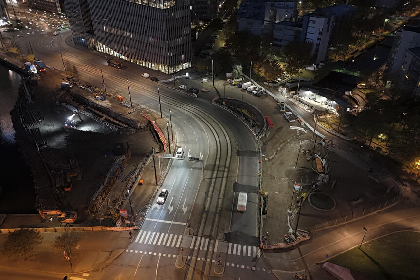 Jätkäsaaren siltaremontti ilmakuvassa lokakuussa 2025.