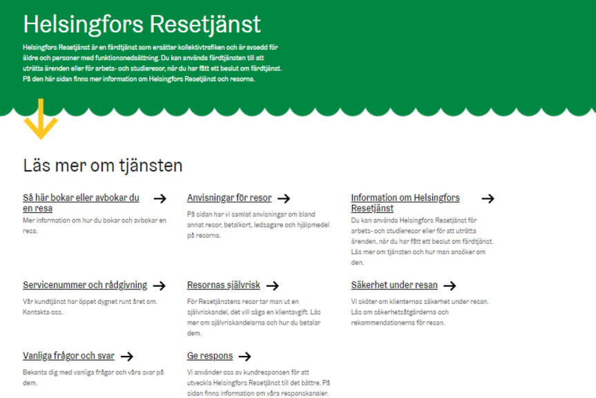 Helsingfors Resetjänsts nya hemsida