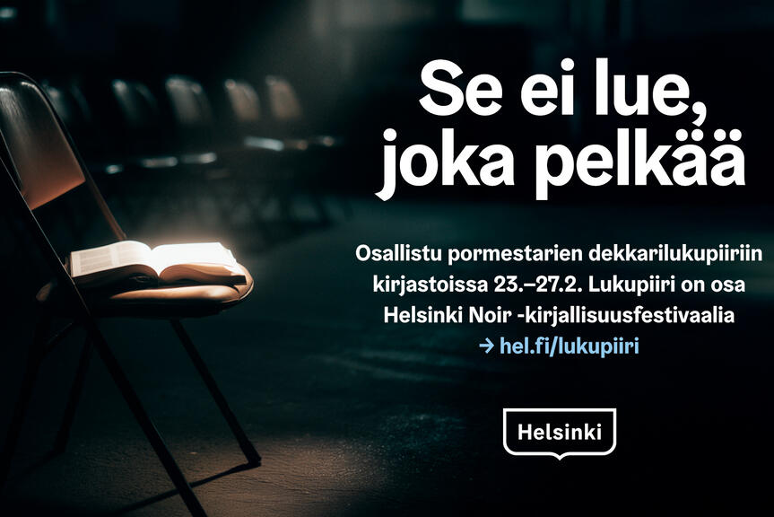 Se ei lue joka pelkää -lukupiirin mainos.
