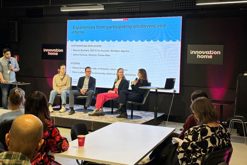 Paneelikeskustelu kansainvälisyyssetelin päätöstilaisuudessa.