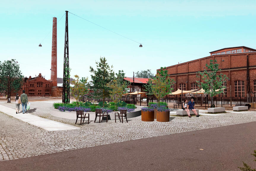 Havainnekuva Bruno Granholmin aukiosta.