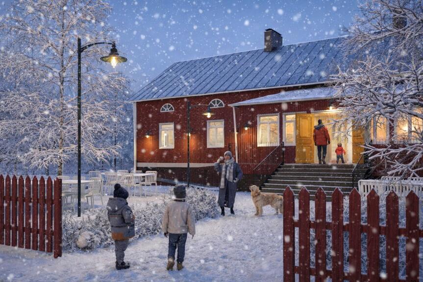 Lännentilan suunnitelmassa Haltialan kotieläintila pysyy nykyisen kaltaisena. Haltialan pihapiirin uusi kahvilarakennus sijoittuu Vanhan Pehtoorin -talon eteläpuolelle. 