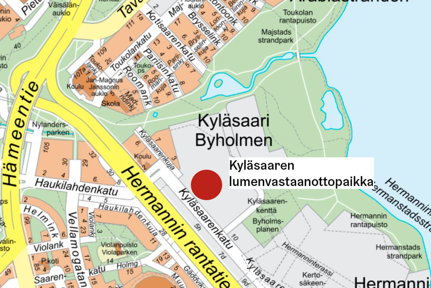 Lumenvastaanottopaikka kartalla.