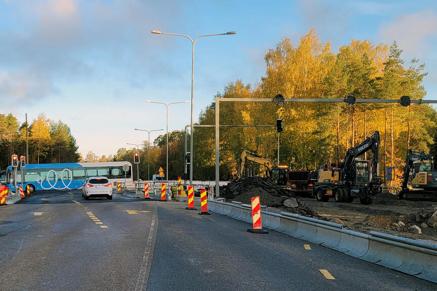 Näkymä Laajasalontien työalueelta.