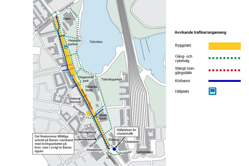 Kartan. Avvikande trafikarrangemang.