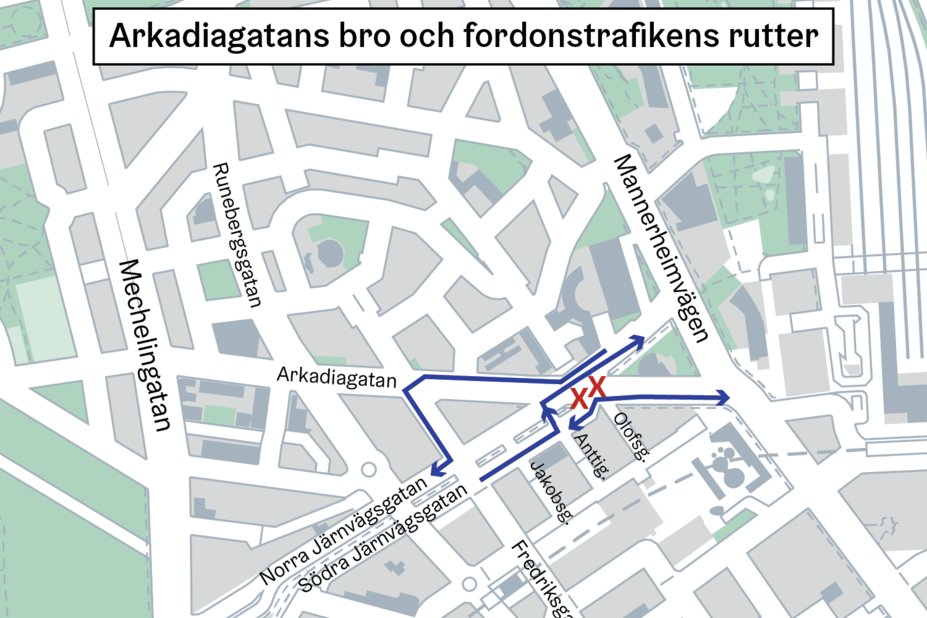 I januari ändras rutterna för motorfordon vid bron och i dess omgivning.