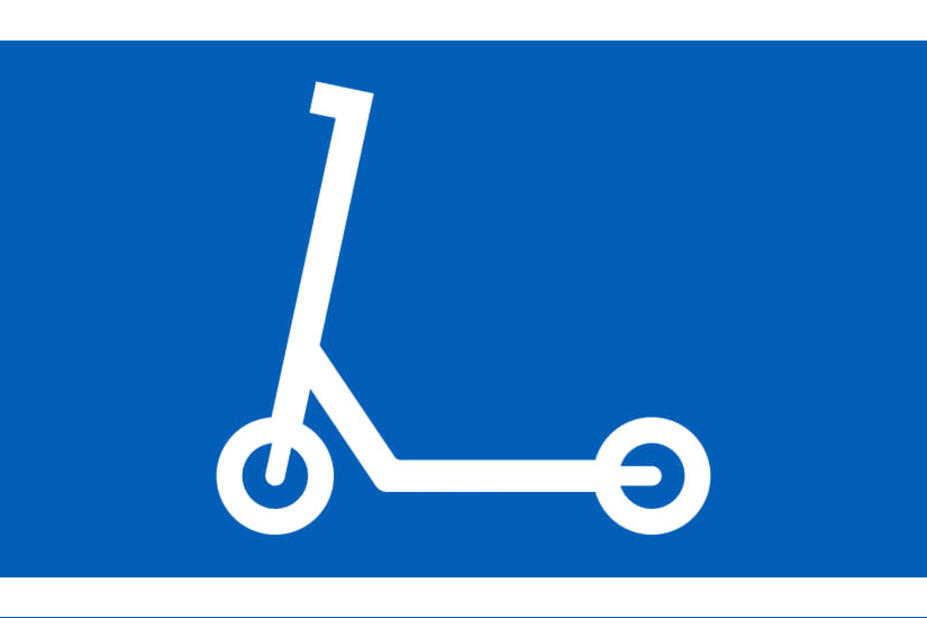 Kuva uudesta liikennemerkistä, jossa on potkulaudan kuva.