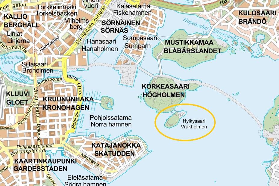 Hylkysaari sijaitsee Korkeasaaren vieressä.