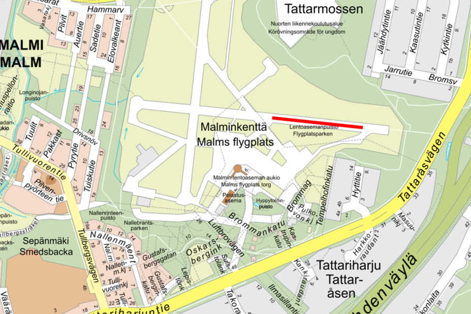 Liikuntapuiston sijainti kartalla.