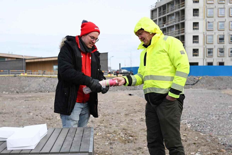 Samuel Soronen ja työnvalvoja Marko Hytönen.