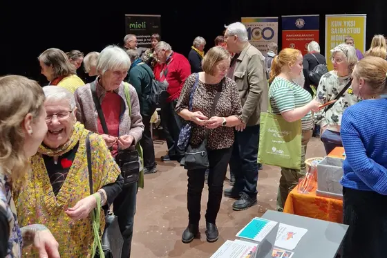 People at mini-fairs.
