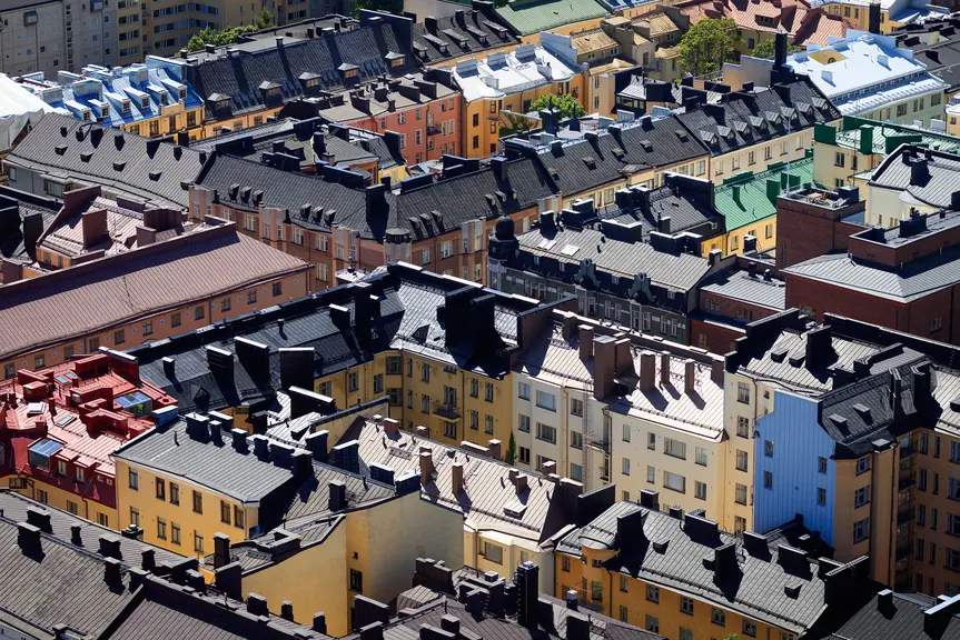 Ilmakuva Helsingin keskustan taloista