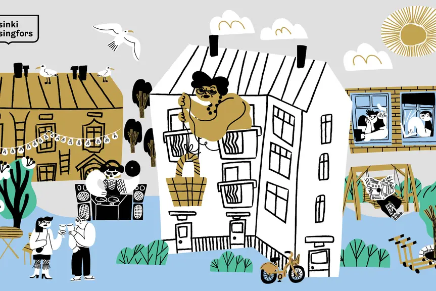 Illustration of the city and its inhabitants.