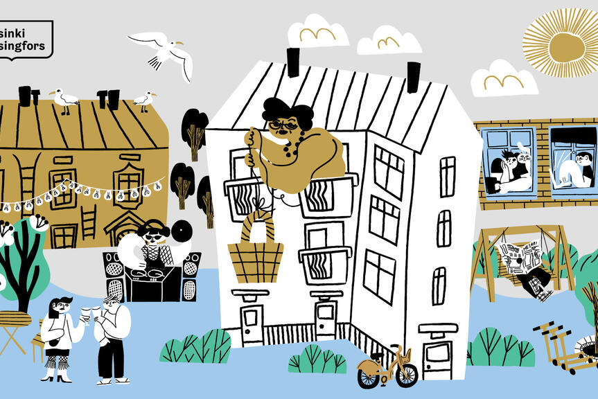 Illustration of the city and its inhabitants.