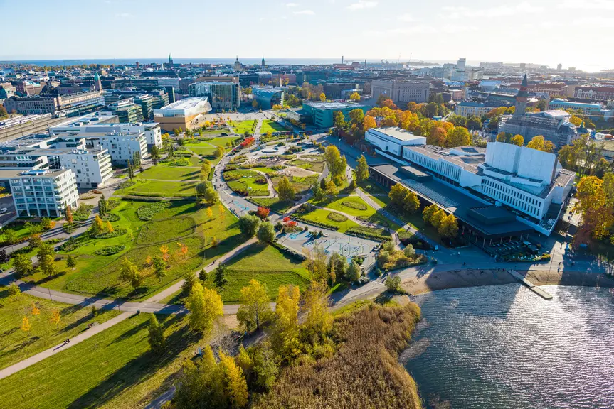 Finlandia-huset vid Tölöviken.