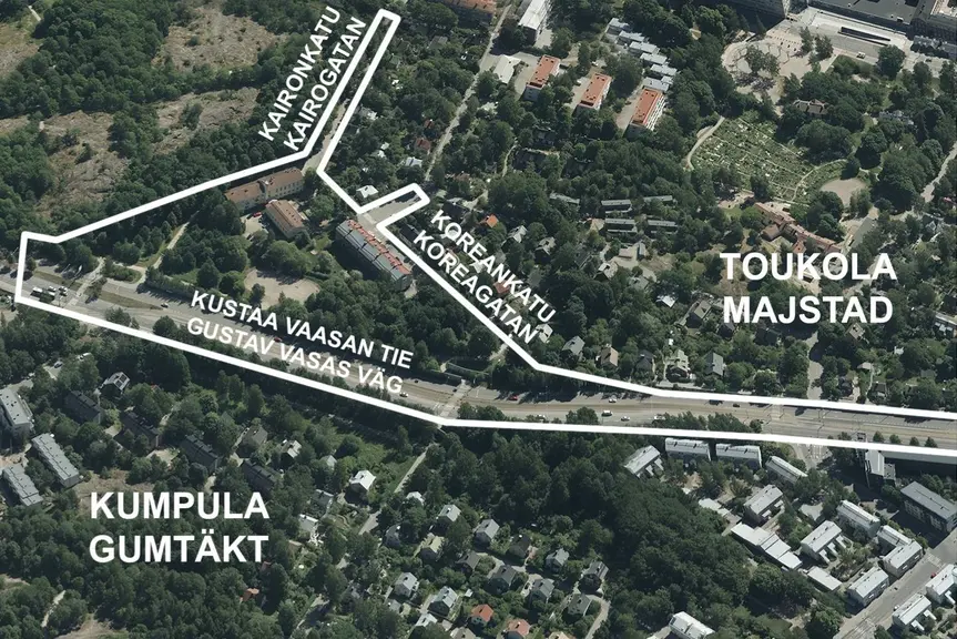 Suunnittelualue ulottuu Kustaa Vaasan tieltä Toukolaan.