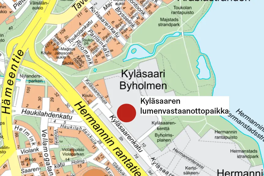Lumenvastaanottopaikka kartalla.