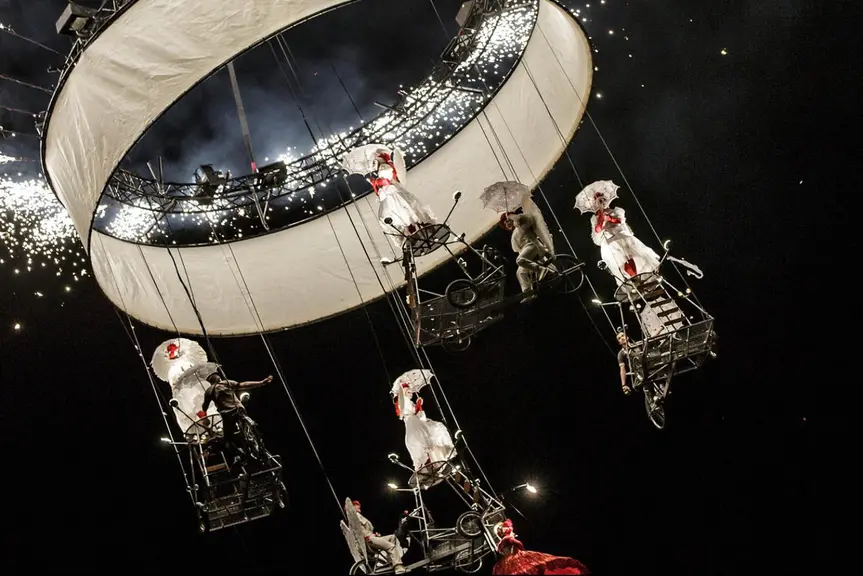 Akrobaattinen teatteriteos Pedaleando Hacia El Cielo.