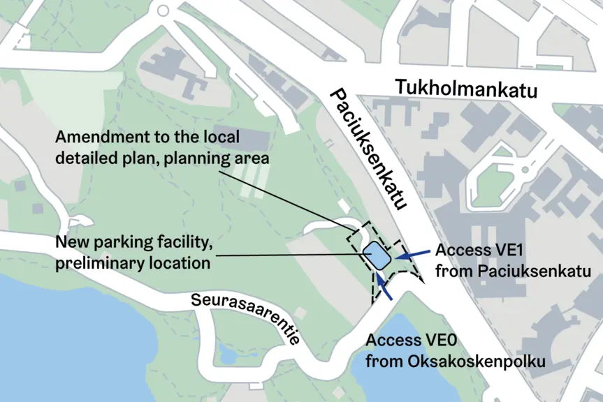 The location of the parking facility on a map.