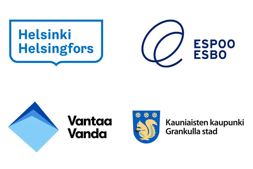 Helsingin, Espoon, Vantaan ja Kauniaisten logot