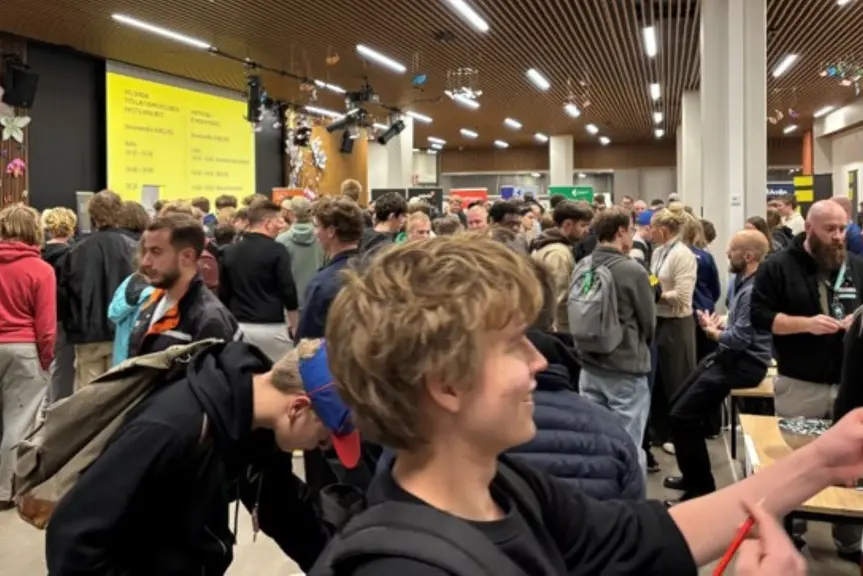 People at a recruitment fair